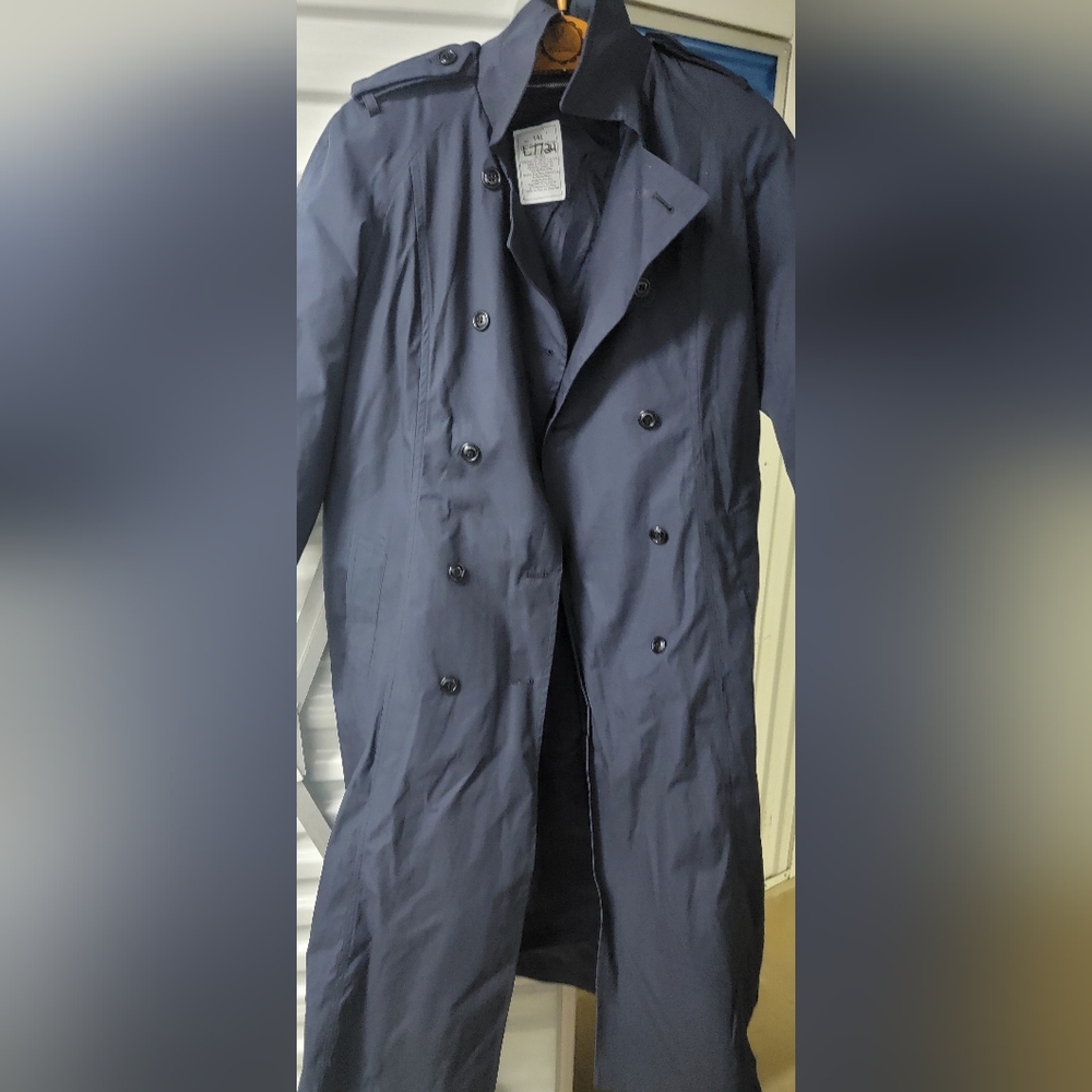 Vintage  US Military Black All Weather Trench size 14 L